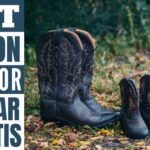 3 Pair of pull on boots on the ground with best pull on boot for plantar fasciitis written in blocks